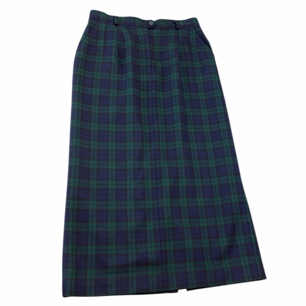 Vtg Pendleton‎ 100% Virgin Wool Green Blue Tartan Plaid 12 Classic Preppy